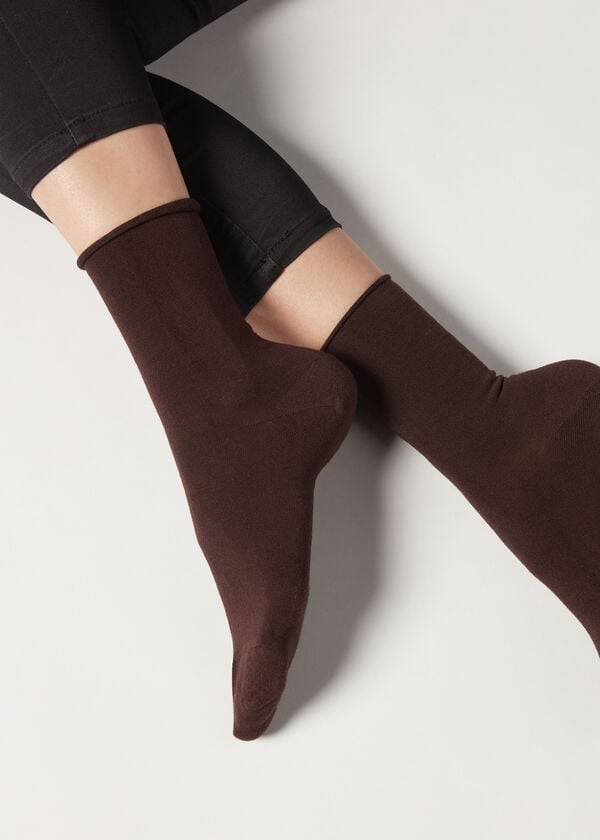 Calcetines Calzedonia Ankle with Cashmere Corta Mujer Marrones | CL2340SO