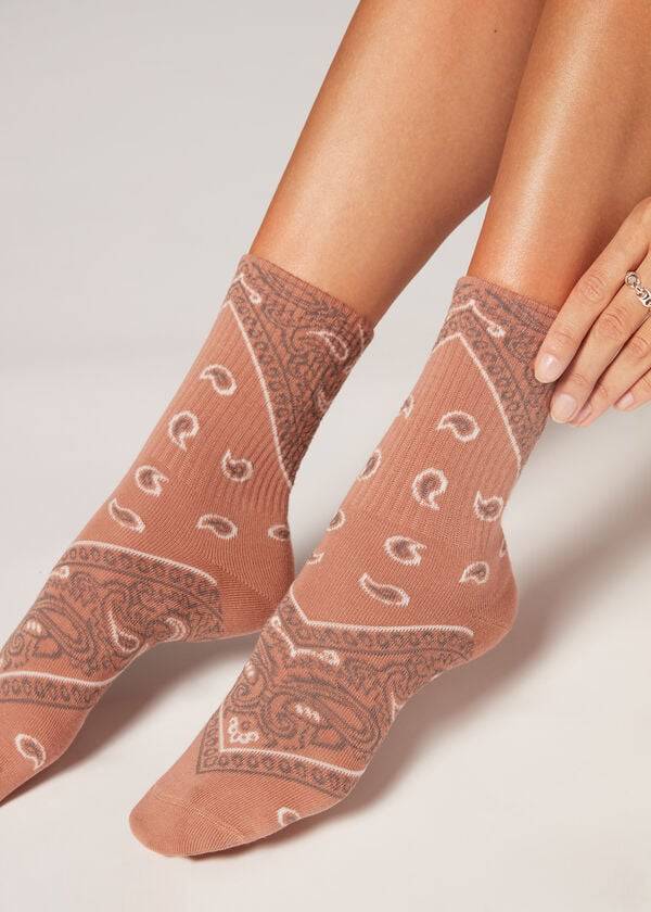 Calcetines Calzedonia Bandana Pattern Corta Mujer Beige | CL2348RW