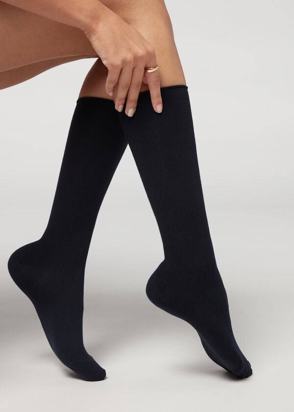 Calcetines Calzedonia Cashmere Blend 3/4 Long Mujer Azules | CL2236EX