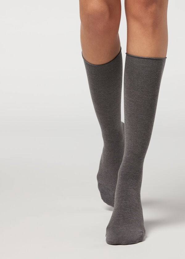 Calcetines Calzedonia Cashmere Blend 3/4 Long Mujer Gris | CL2238TV