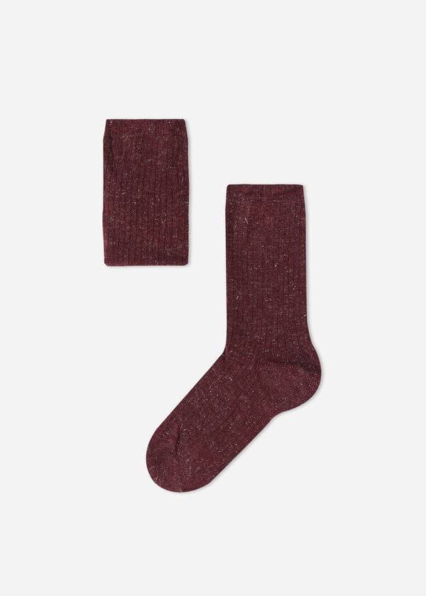 Calcetines Calzedonia Cashmere and Glitter Corta Niños Burdeos | CL3089ZG