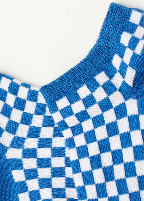 Calcetines Calzedonia Checkered No-Show Mujer Azules | CL2268OR