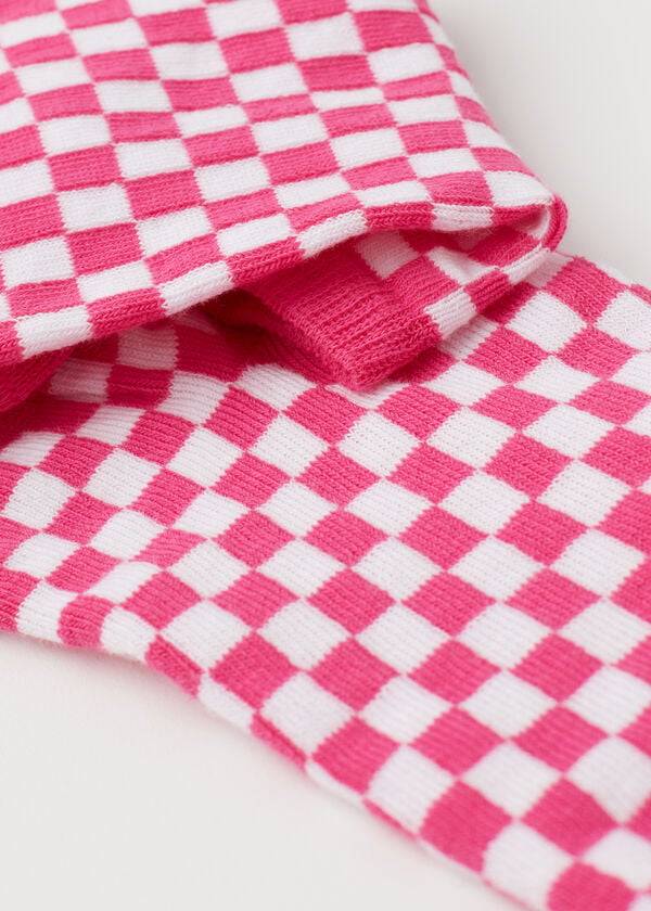 Calcetines Calzedonia Checkered No-Show Mujer Rosas | CL2272DN