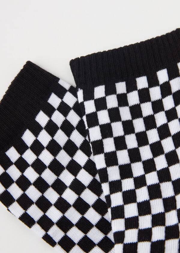 Calcetines Calzedonia Checkered Pattern Corta Mujer Negras | CL2363GL