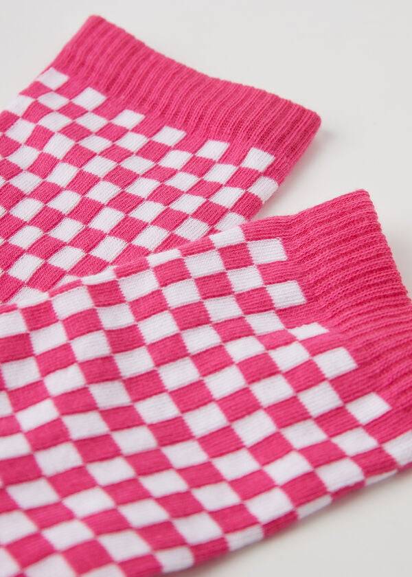 Calcetines Calzedonia Checkered Pattern Corta Mujer Rosas | CL2364FM