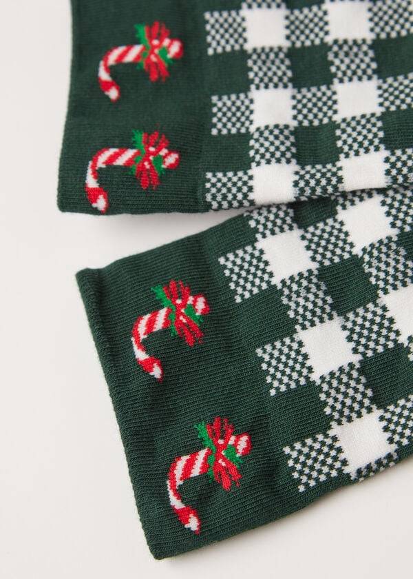 Calcetines Calzedonia Christmas Series Corta Crew Hombre Verde | CL2793YU