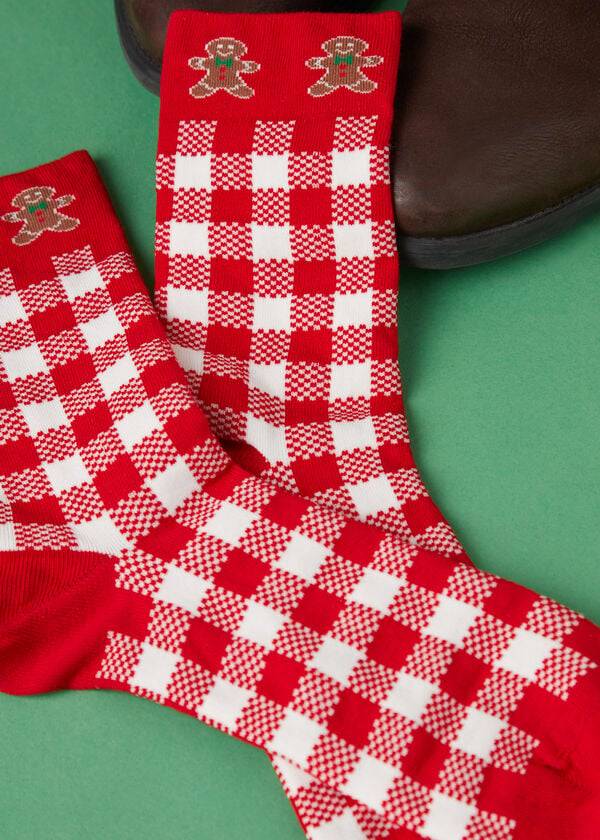 Calcetines Calzedonia Christmas Series Corta Crew Hombre Rojas Blancas | CL2795RW