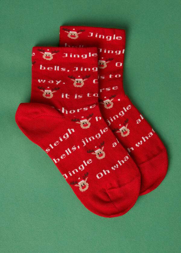 Calcetines Calzedonia Christmas Series Corta Niños Rojas | CL3098AP