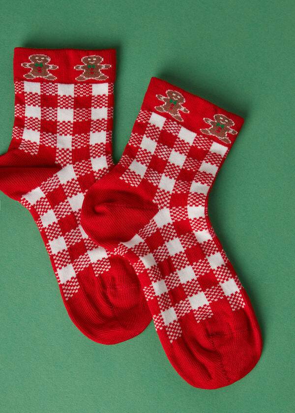 Calcetines Calzedonia Christmas Series Corta Niños Rojas Blancas | CL3170PQ
