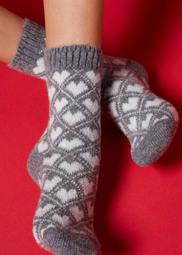 Calcetines Calzedonia Christmas Soft Corta Mujer Gris | CL2376WY