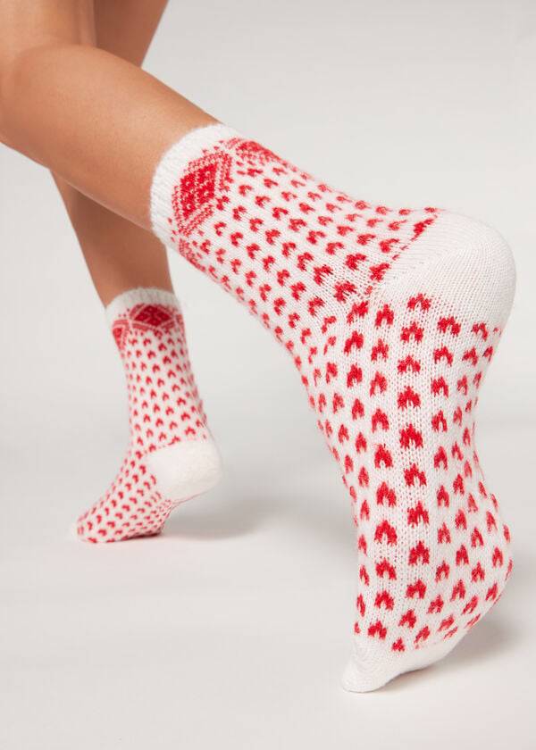 Calcetines Calzedonia Christmas Soft Corta Mujer Blancas | CL2377QZ
