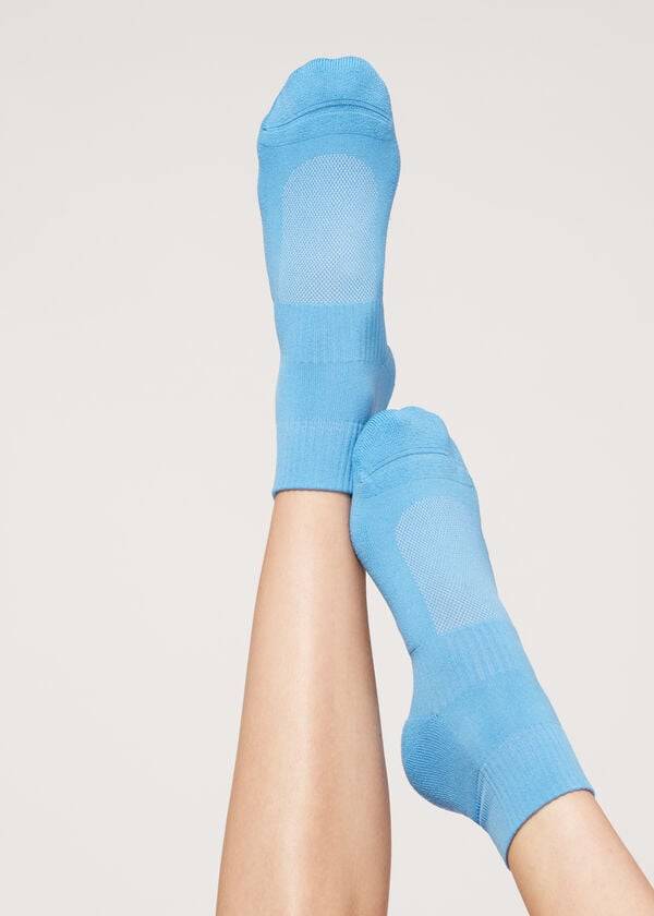 Calcetines Calzedonia Corta Deporte Mujer Azules | CL2520FM