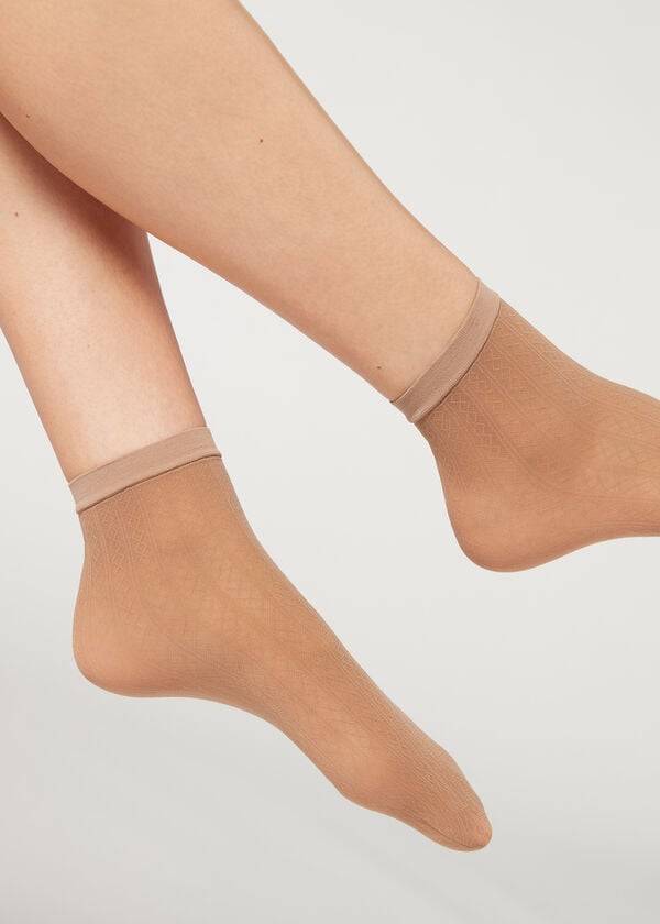Calcetines Calzedonia Corta Diamond Patterned Eco Mujer Beige | CL2495DN