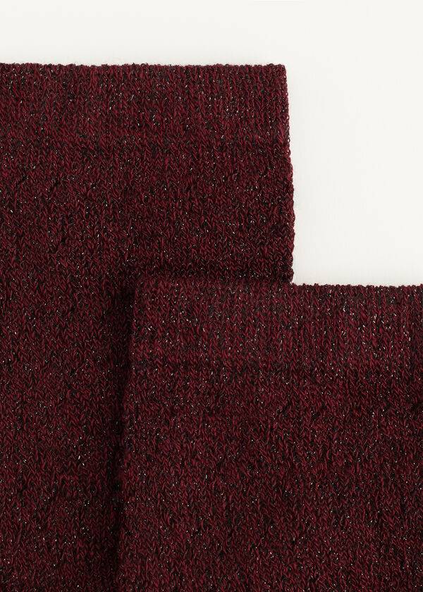 Calcetines Calzedonia Corta Openwork with Glitter Mujer Burdeos | CL2505EX