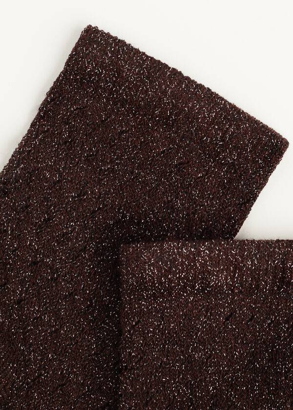 Calcetines Calzedonia Corta Openwork with Glitter Mujer Cafe | CL2506WY