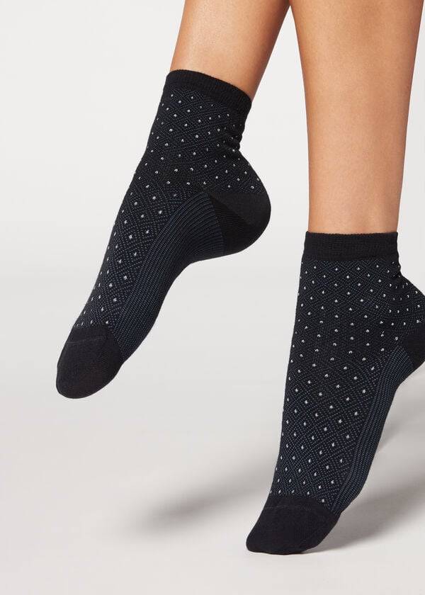 Calcetines Calzedonia Corta Patterned Mujer Azules | CL2510BC