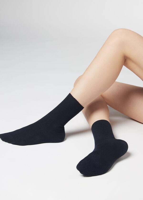 Calcetines Calzedonia Corta in Algodon with Cashmere Mujer Azules | CL2499OR