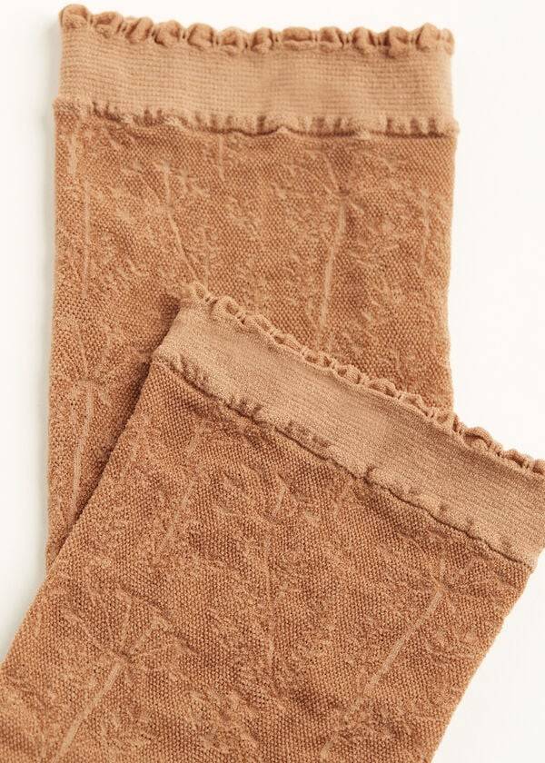 Calcetines Calzedonia Corta in Floral Pattern Mesh Mujer Beige | CL2503TV