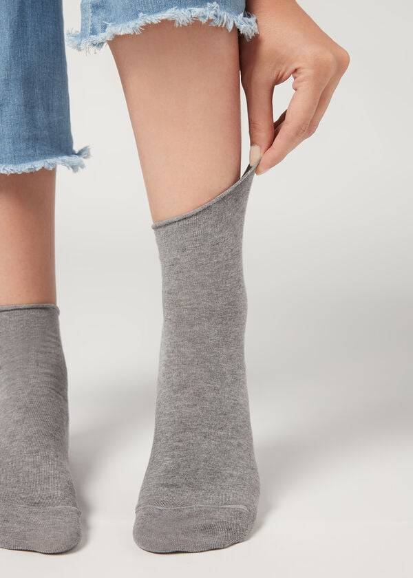 Calcetines Calzedonia Cuffless Corta in Algodon Mujer Gris | CL2387JJ