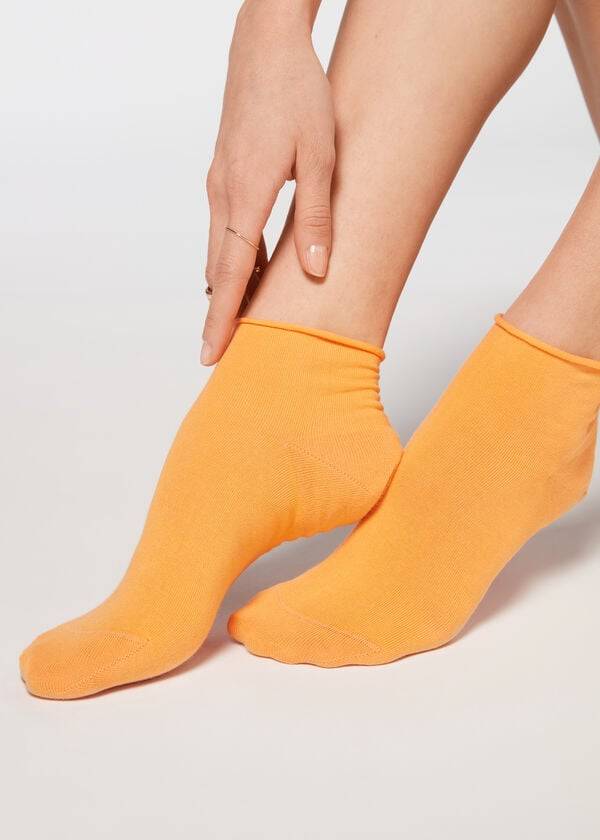 Calcetines Calzedonia Cuffless Corta in Algodon Mujer Naranjas | CL2395OR