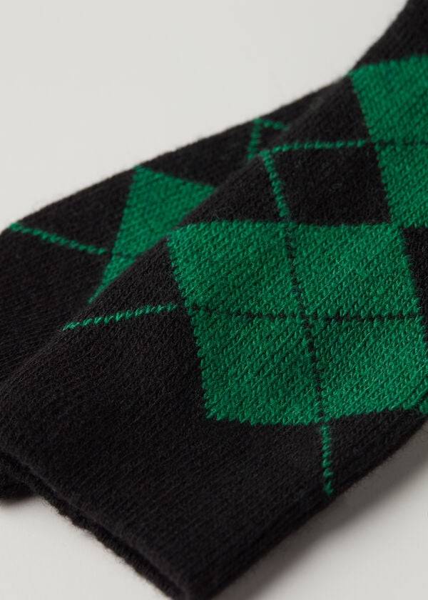 Calcetines Calzedonia Diamond-Pattern Cashmere Corta Mujer Negras Verde | CL2405NB