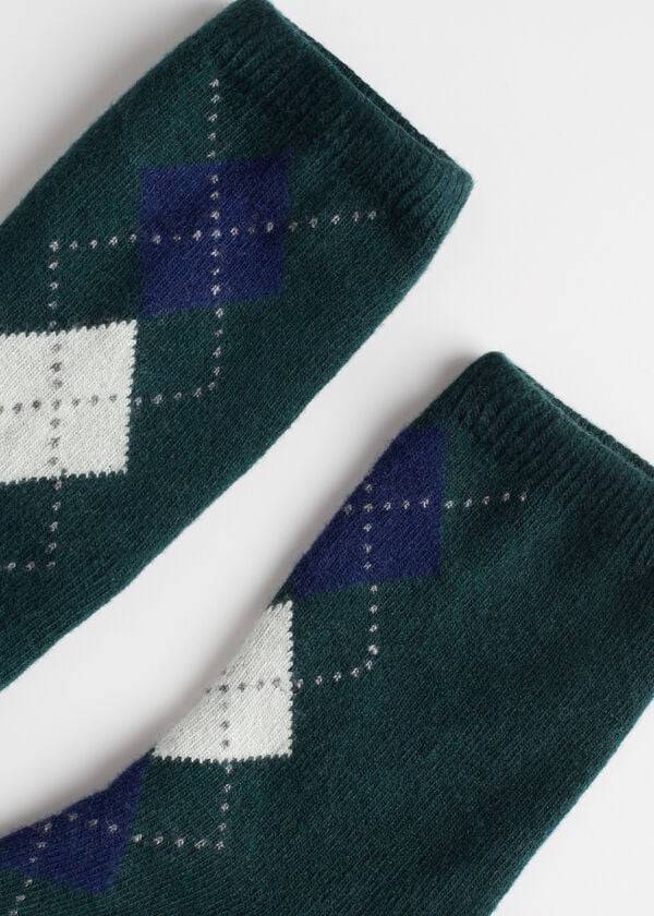 Calcetines Calzedonia Diamond-Pattern Cashmere Corta Mujer Verde Oliva | CL2406BC