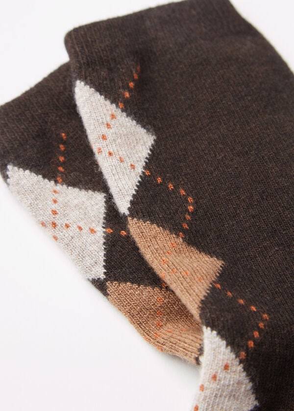 Calcetines Calzedonia Diamond-Pattern Cashmere Corta Mujer Cafe | CL2408CE