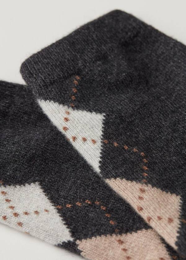 Calcetines Calzedonia Diamond-Pattern Cashmere Corta Mujer Gris | CL2409XF