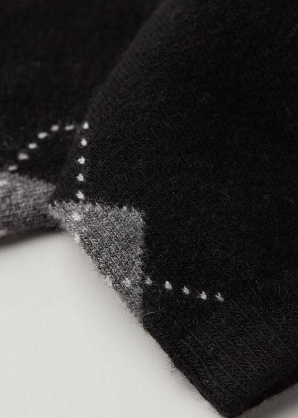 Calcetines Calzedonia Diamond-Pattern Cashmere Corta Mujer Negras Gris | CL2411LH