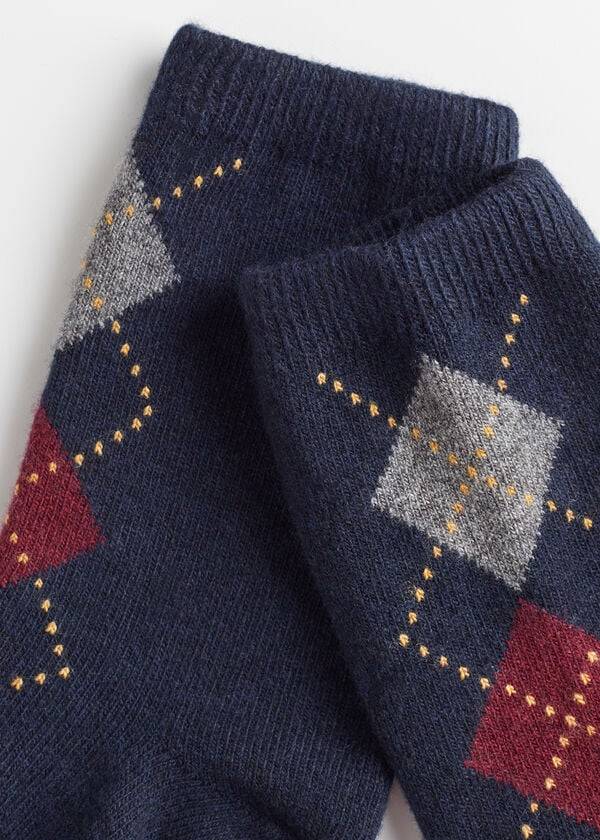 Calcetines Calzedonia Diamond-Pattern Cashmere Corta Mujer Azules Rojas | CL2412KI