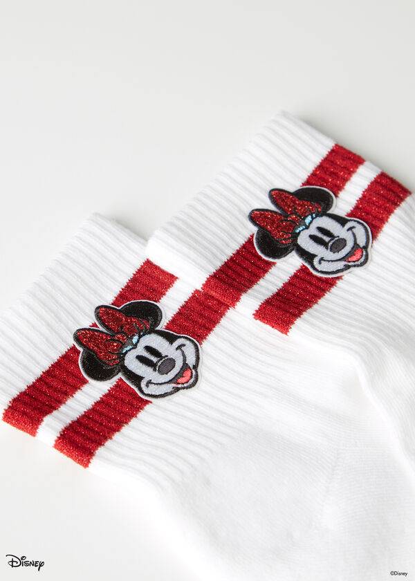 Calcetines Calzedonia Disney Minnie Mouse Corta Deporte Mujer Blancas | CL2420PQ