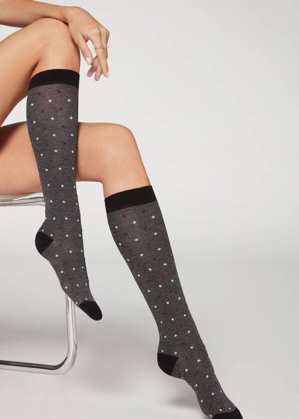 Calcetines Calzedonia Dot-Pattern Long Mujer Gris | CL2239YU