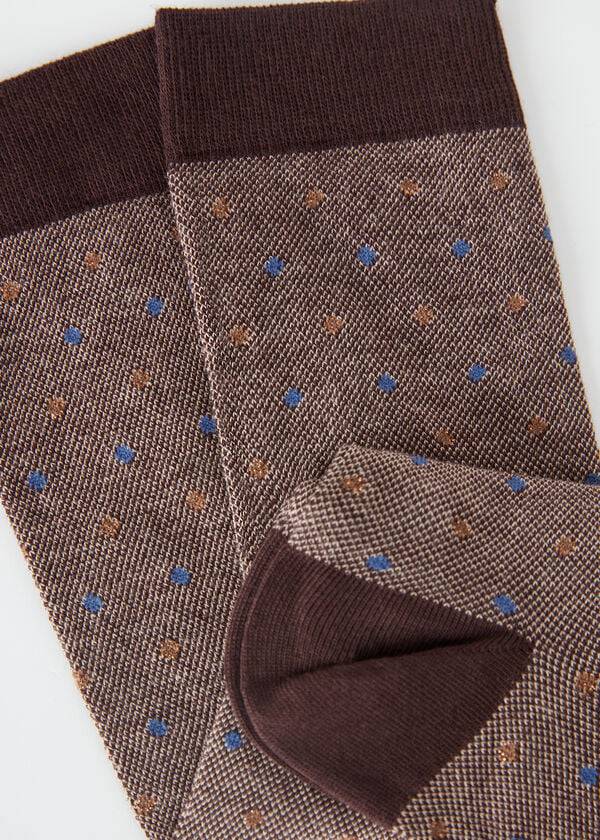 Calcetines Calzedonia Dot-Pattern Long Mujer Marrones | CL2240UT
