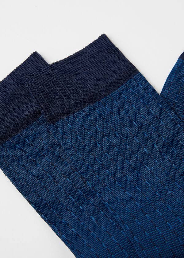 Calcetines Calzedonia Geometric Design Crew Hombre Azul Marino | CL2854HK