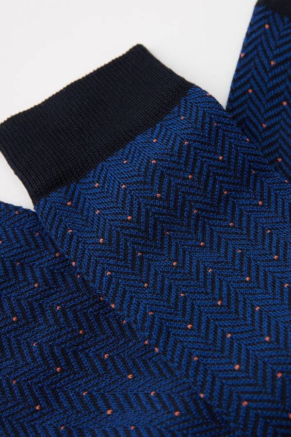 Calcetines Calzedonia Geometric Pattern Crew Hombre Azules | CL2852MA