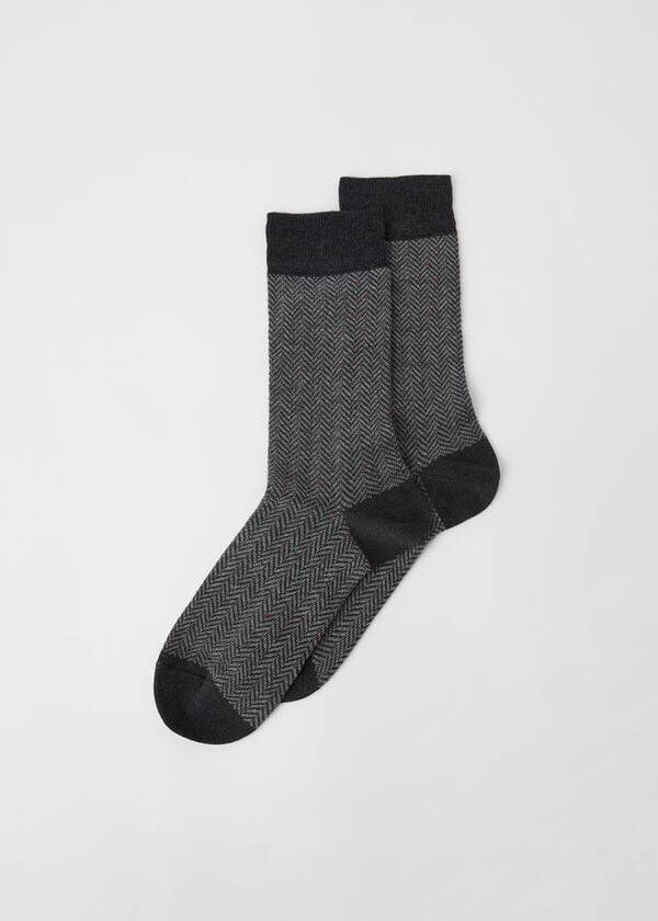 Calcetines Calzedonia Geometric Pattern Crew Hombre Gris | CL2853NB