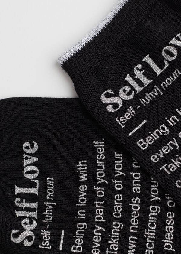 Calcetines Calzedonia Girl Power Print Corta Mujer Negras | CL2434CE