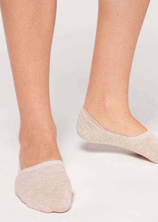 Calcetines Calzedonia Linen and Viscose Invisible Mujer Beige | CL2216OR