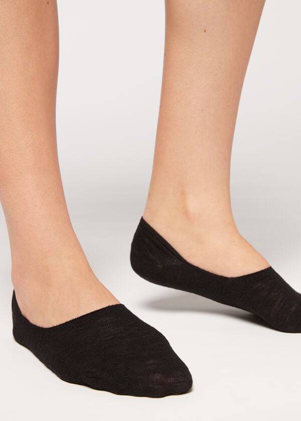 Calcetines Calzedonia Linen and Viscose Invisible Mujer Negras | CL2217PQ