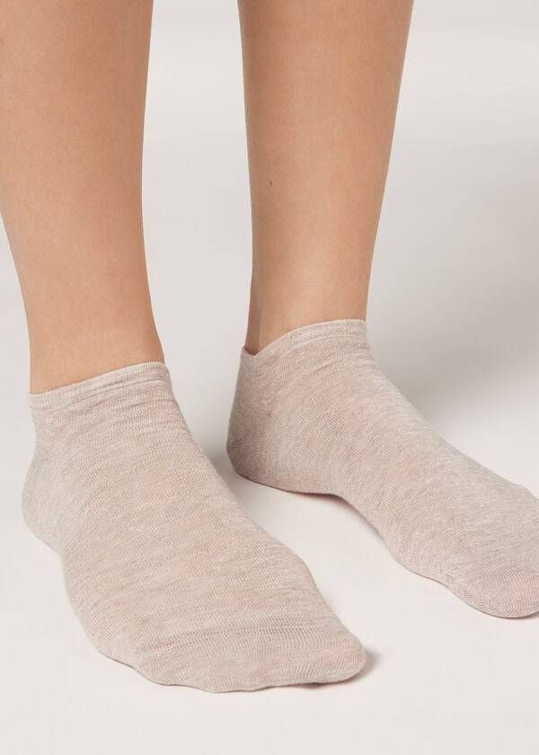 Calcetines Calzedonia Linen and Viscose No-show Mujer Beige | CL2295PQ