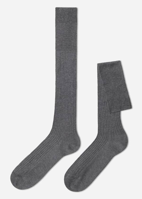 Calcetines Calzedonia Lisle Thread Acanalado Long Hombre Gris | CL2751EX