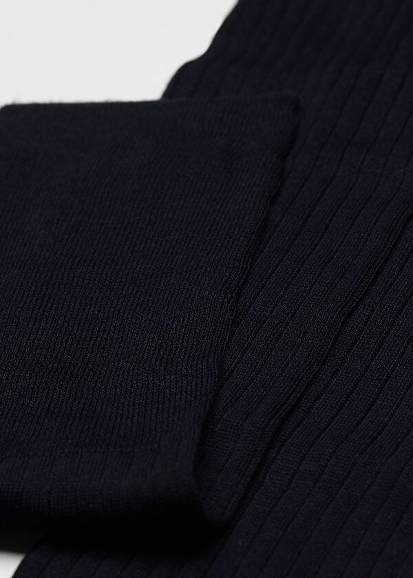 Calcetines Calzedonia Lisle Thread Acanalado Long Hombre Azules | CL2752WY