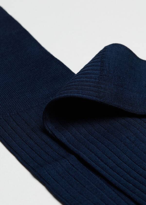 Calcetines Calzedonia Lisle Thread Acanalado Long Hombre Azul Marino | CL2754MA