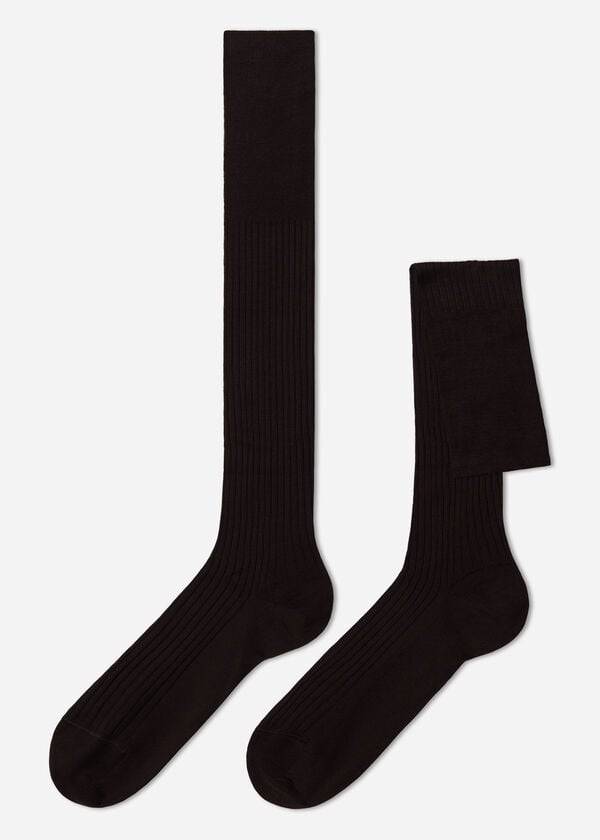 Calcetines Calzedonia Lisle Thread Acanalado Long Hombre Marrones | CL2757VD