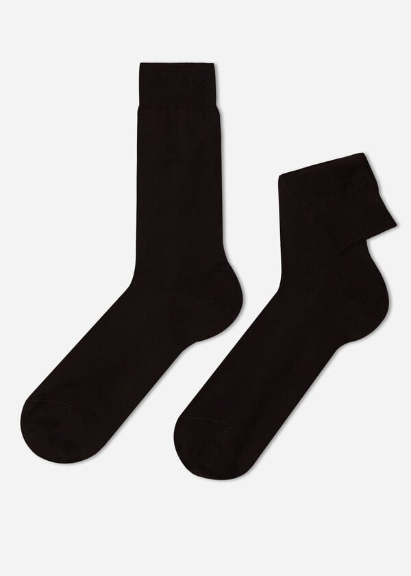 Calcetines Calzedonia Lisle Thread Crew Hombre Marrones | CL2804XF