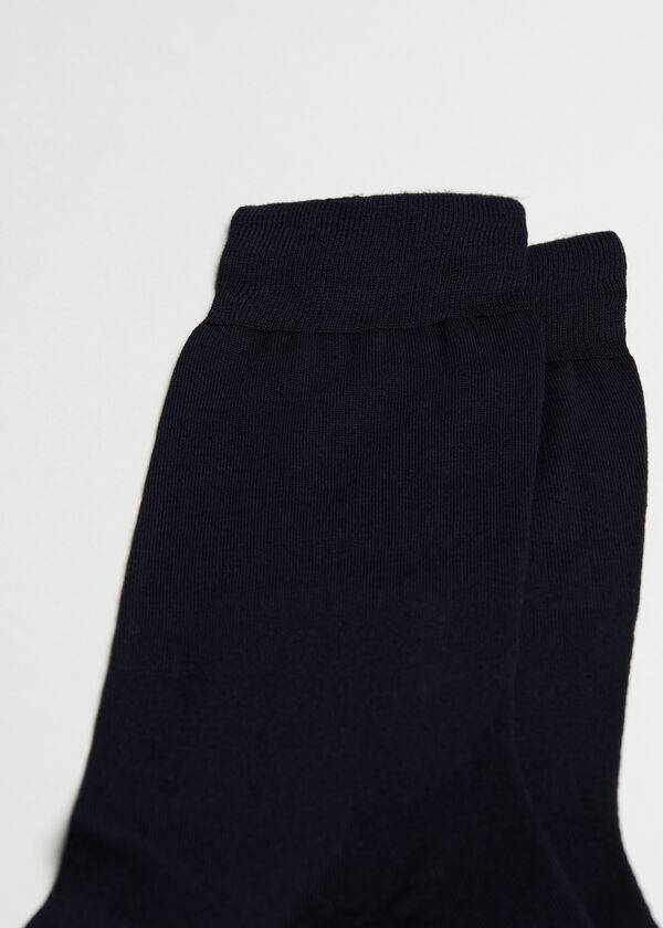 Calcetines Calzedonia Lisle Thread Crew Hombre Azules | CL2806LH