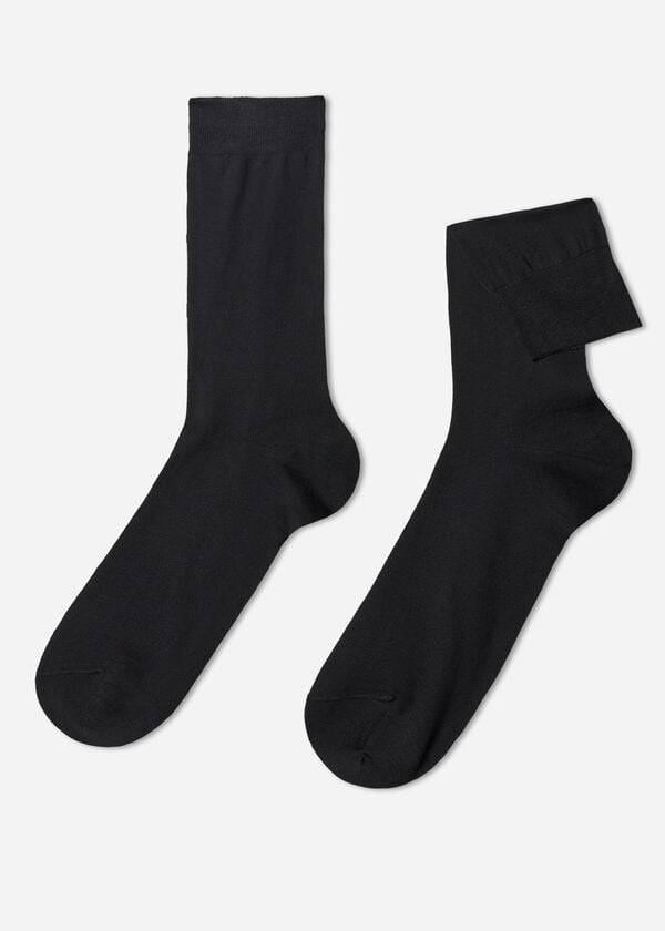Calcetines Calzedonia Lisle Thread Crew Hombre Negras | CL2811FM