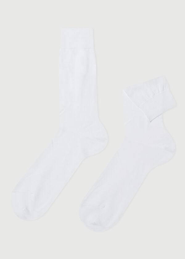 Calcetines Calzedonia Lisle Thread Crew Hombre Blancas | CL2834JJ