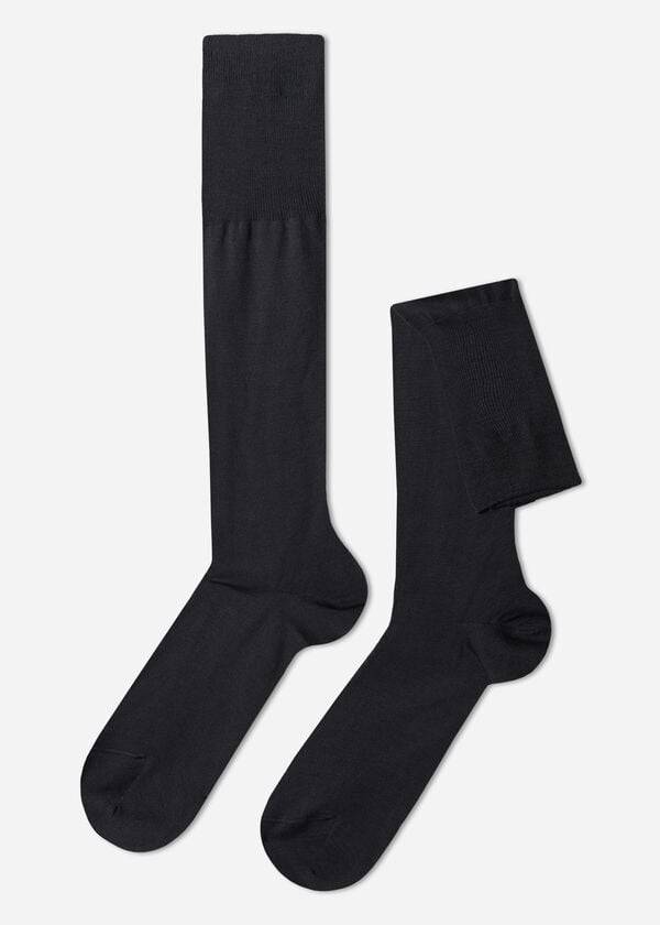 Calcetines Calzedonia Lisle Thread Long Hombre Gris Azules | CL2767FM