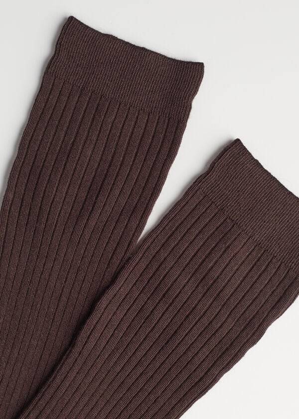 Calcetines Calzedonia Long Acanalado Cashmere Mujer Marrones | CL2245SO